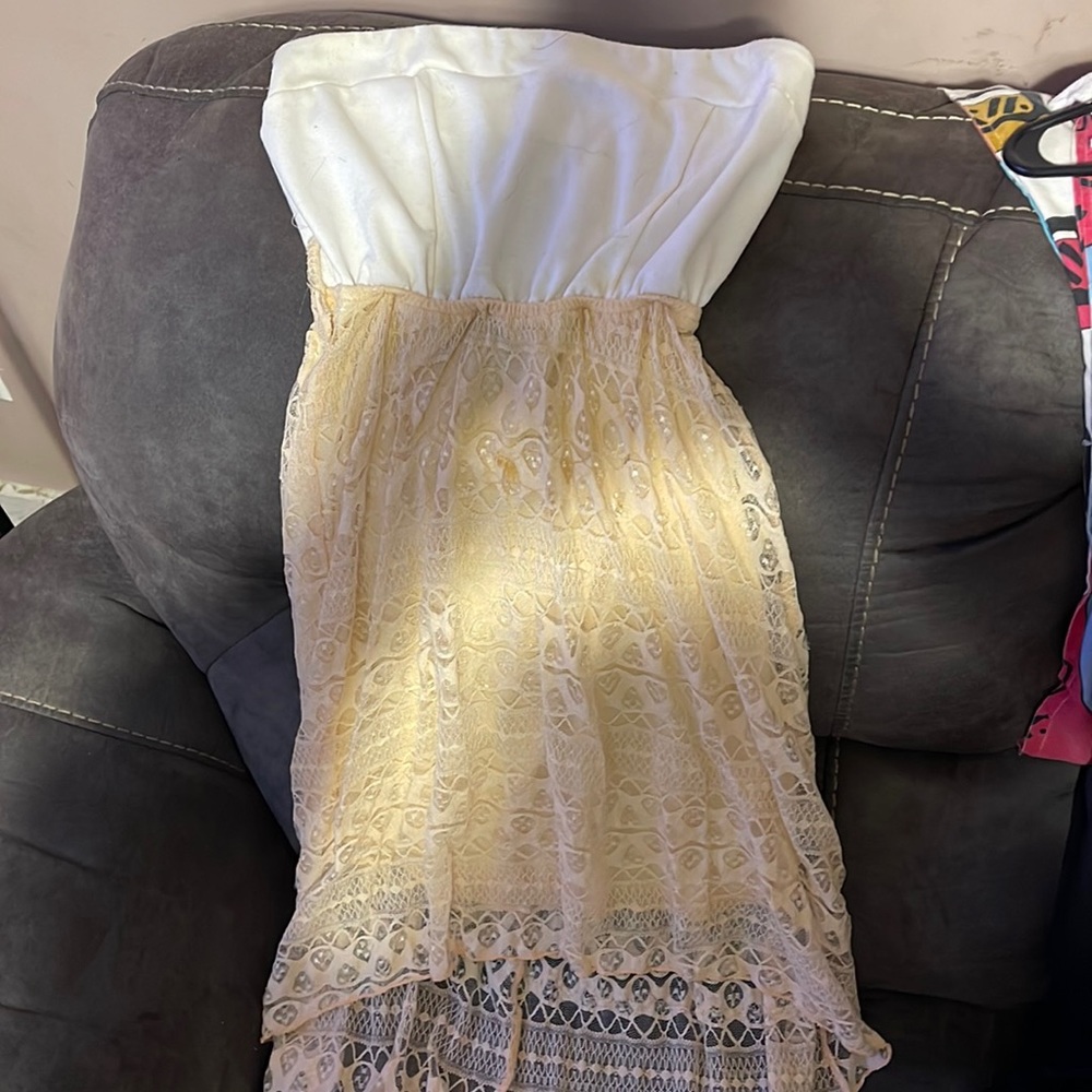 Size small strapless dress cream and white from rue21